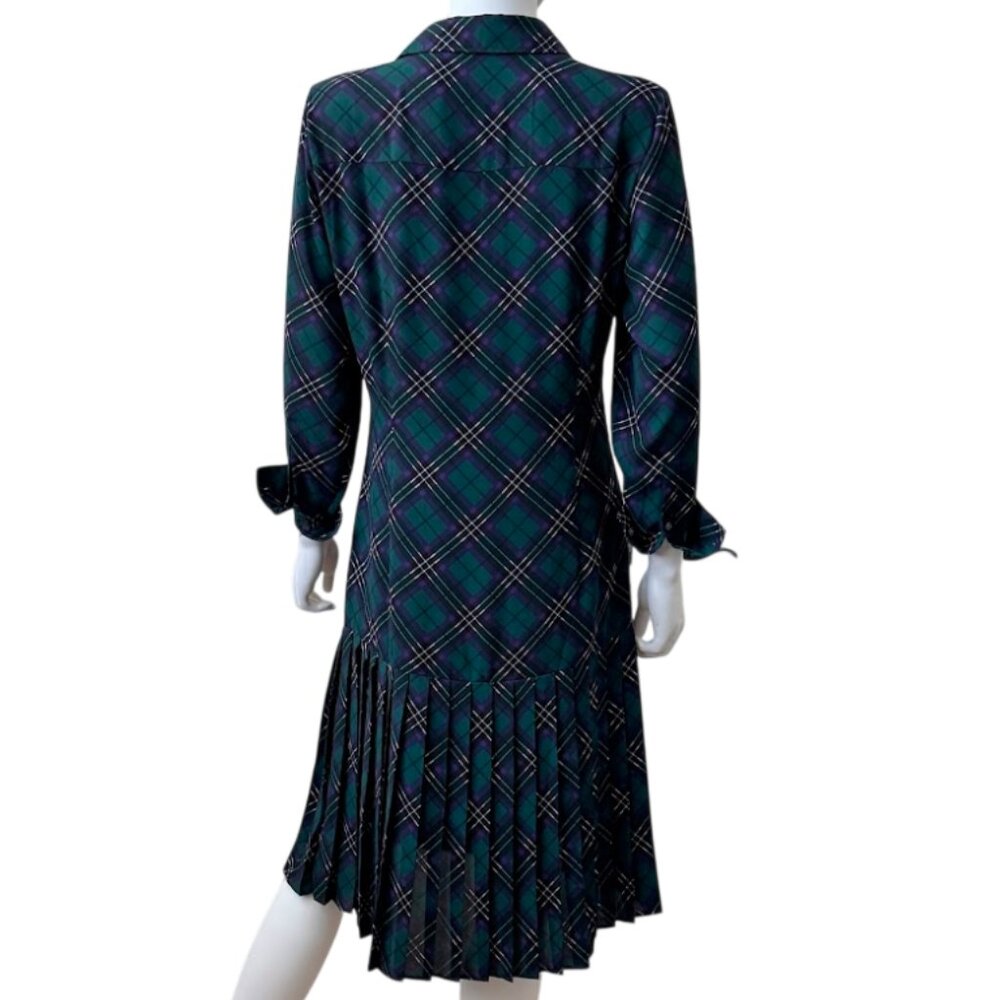 UNTUCKit Janice Plaid Shirt Dress Pleated Button Front Preppy Size 4 - Picture 2 of 12